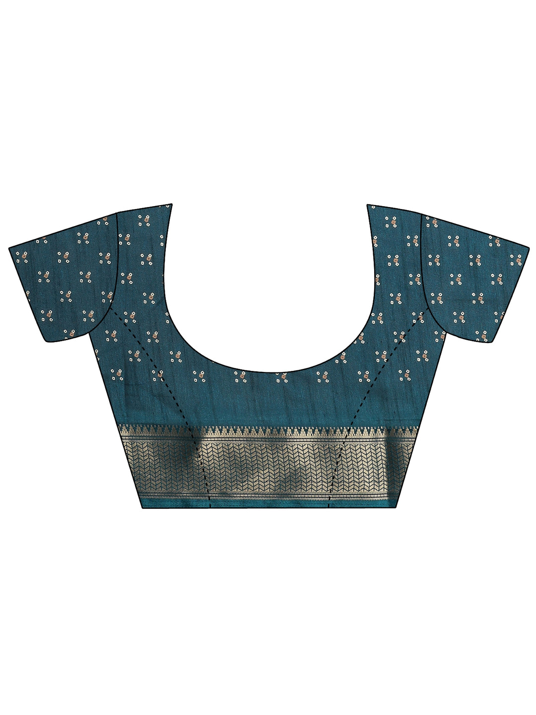  Blue Bandhani Printed Silk Blend Saree With Unstitched Blouse Piece 