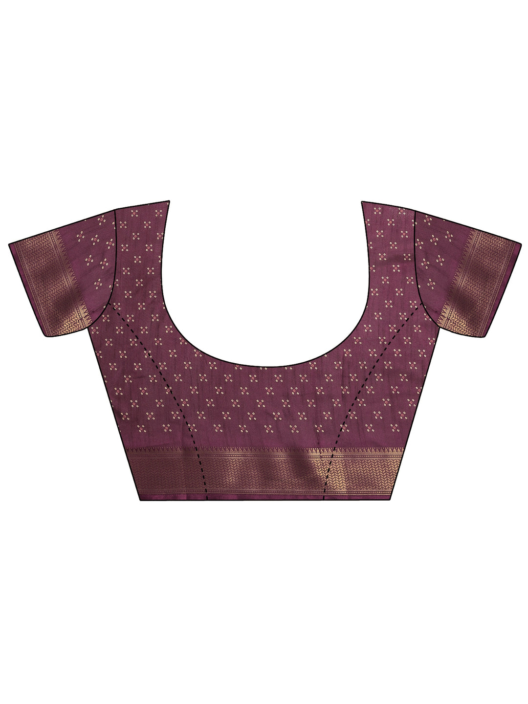  Burgundy Bandhani Printed Silk Blend Saree With Unstitched Blouse Piece 