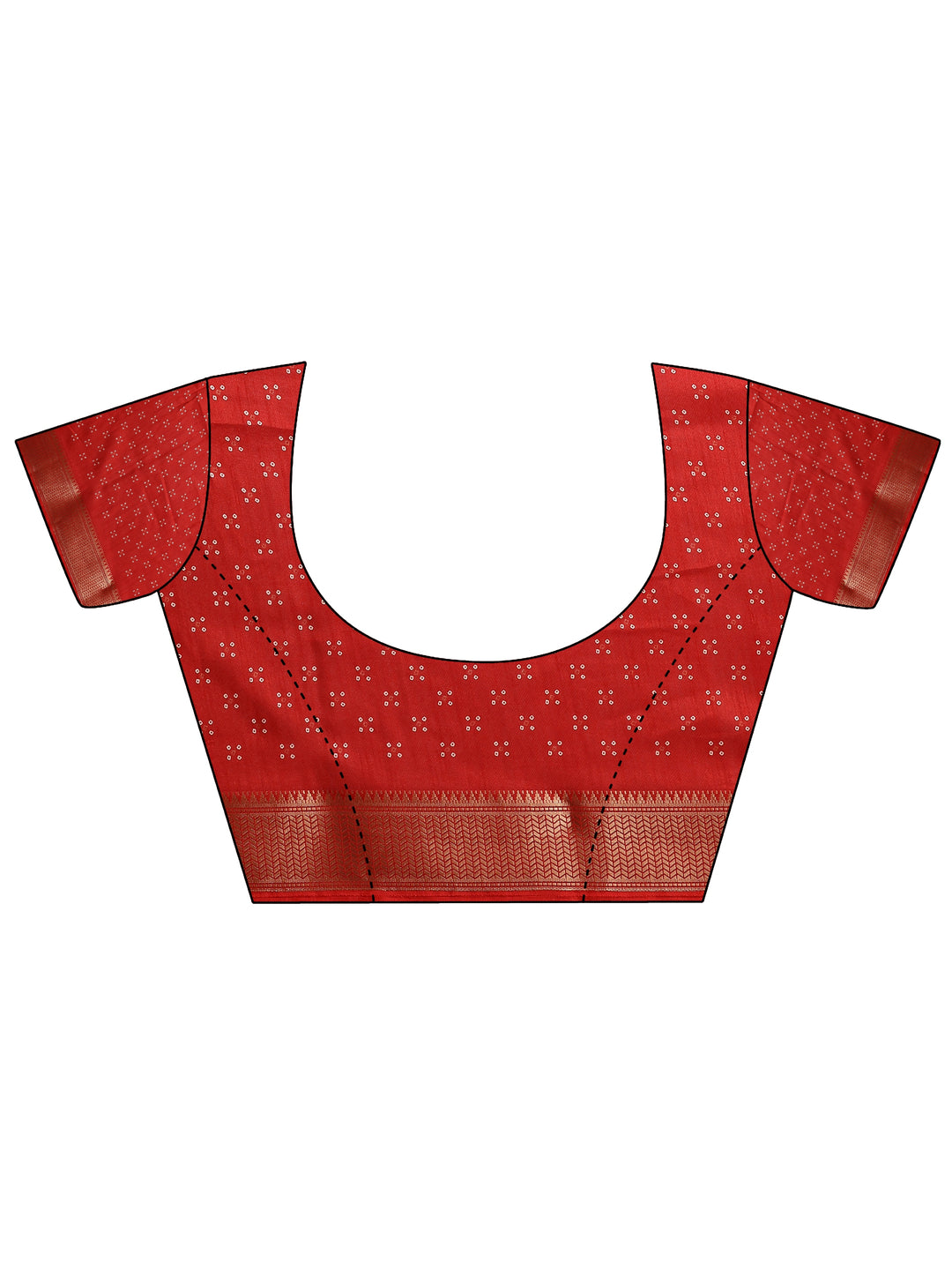  Red Bandhani Printed Silk Blend Saree With Unstitched Blouse Piece 