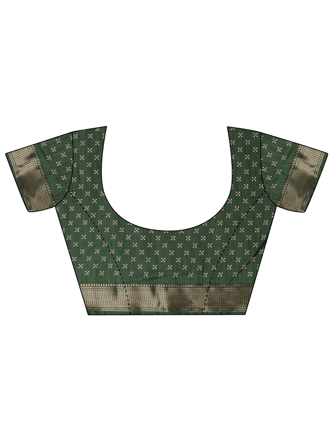  Green Bandhani Printed Silk Blend Saree With Unstitched Blouse Piece 