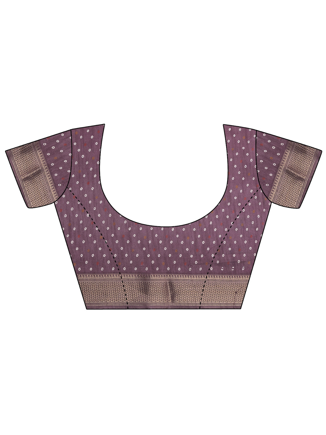  Mauve Leheriya Printed Silk Blend Saree With Unstitched Blouse Piece 