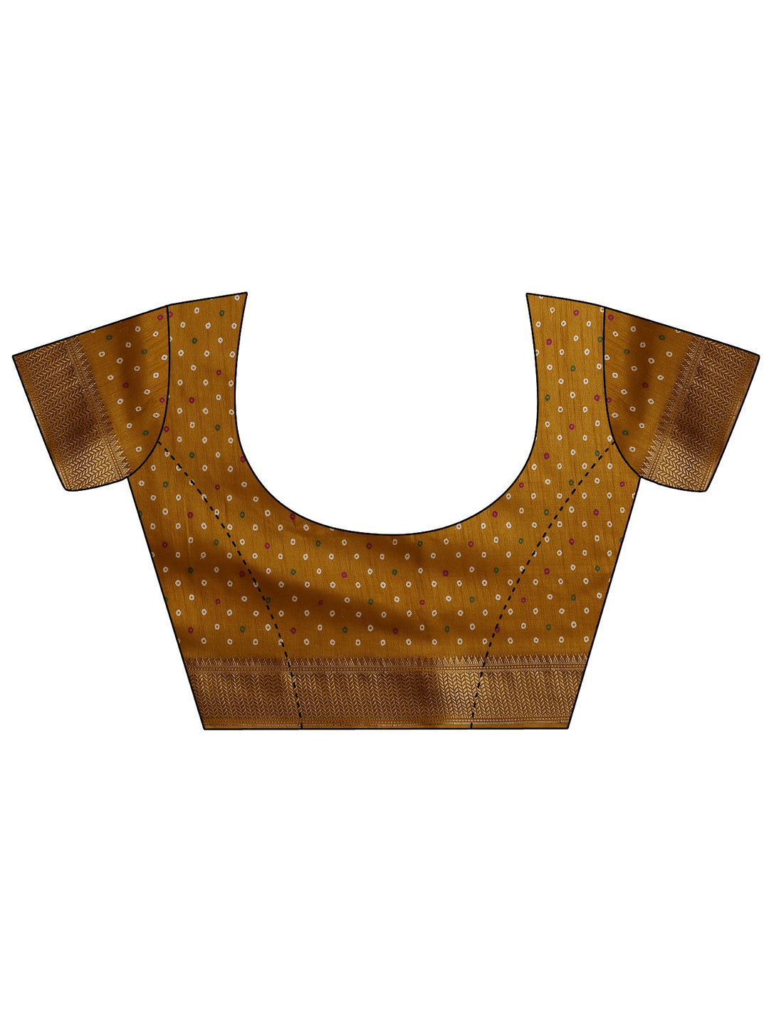  Mustard Leheriya Printed Silk Blend Saree With Unstitched Blouse Picece 