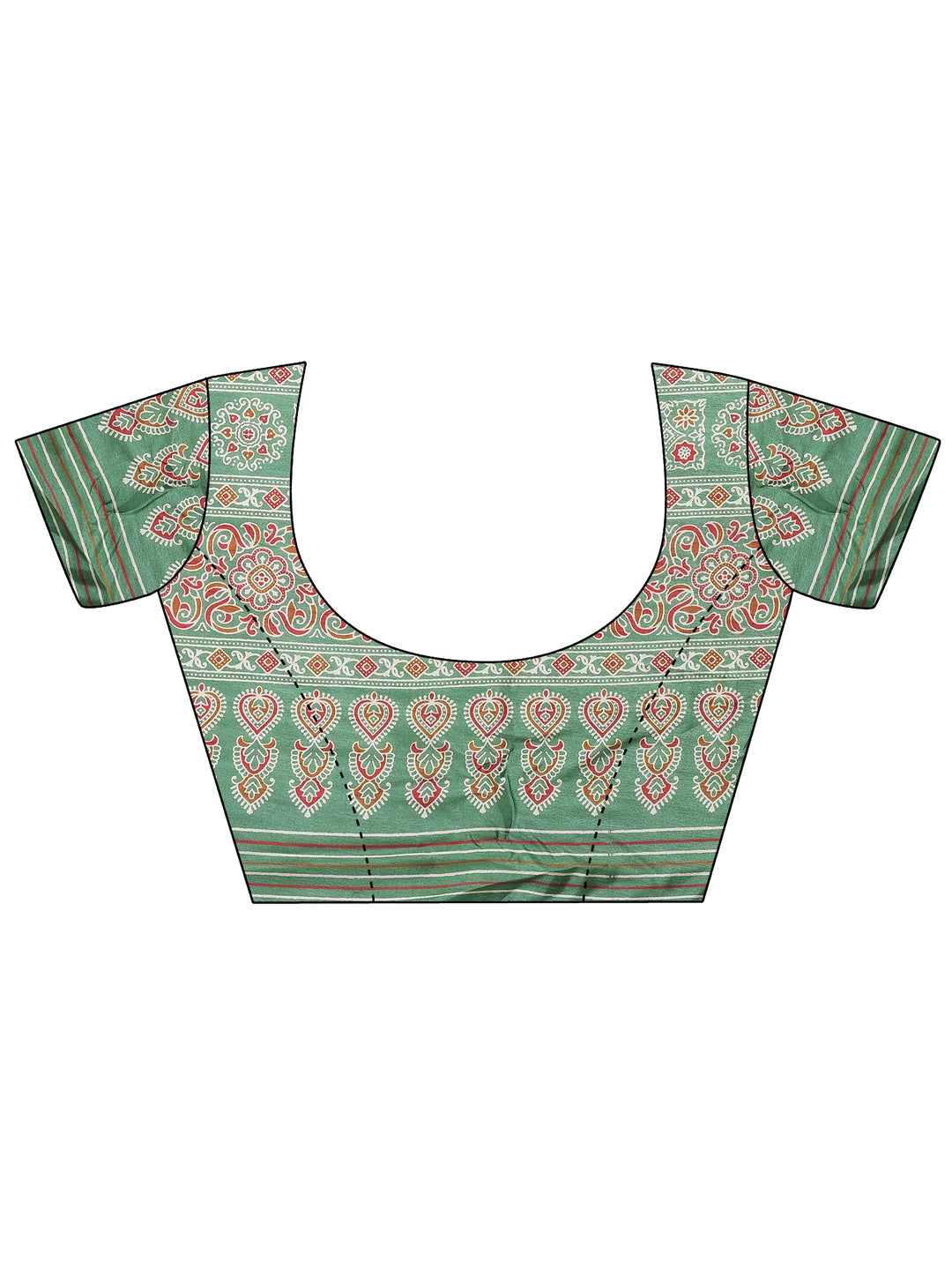  Green Leheriya Printed Silk Blend Saree With Unstitched Blouse Piece 