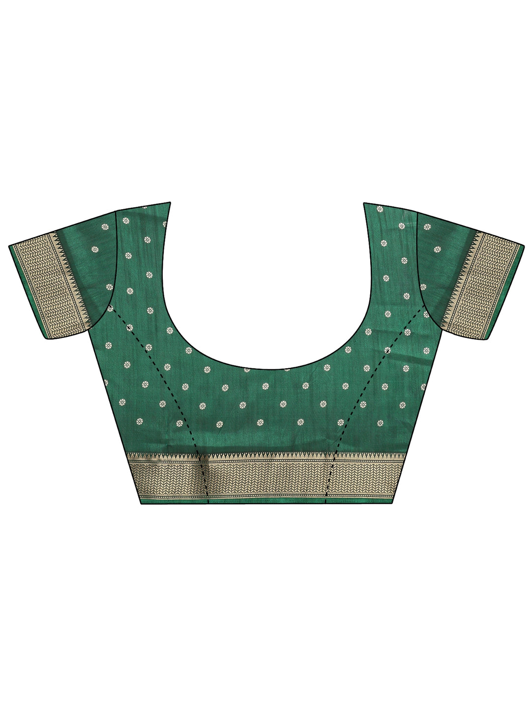  Green Bandhani Printed Silk Blend Saree With Unstitched Blouse Piece 