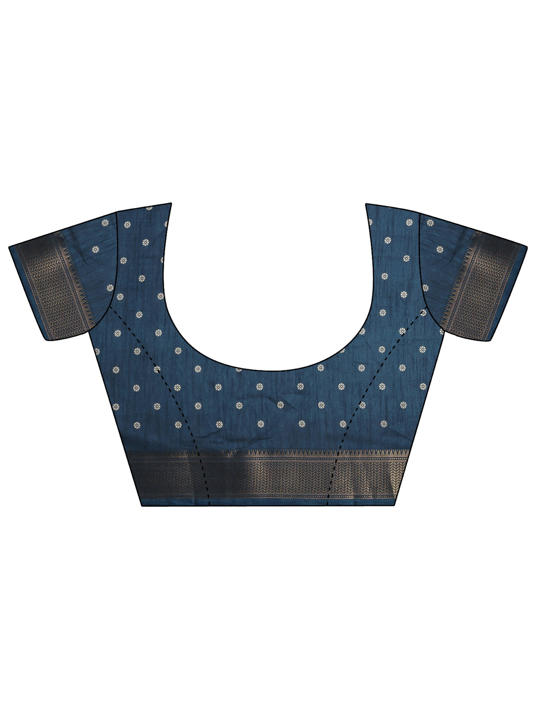  Navy Blue Bandhani Printed Silk Blend Saree With Unstitched Blouse Piece 