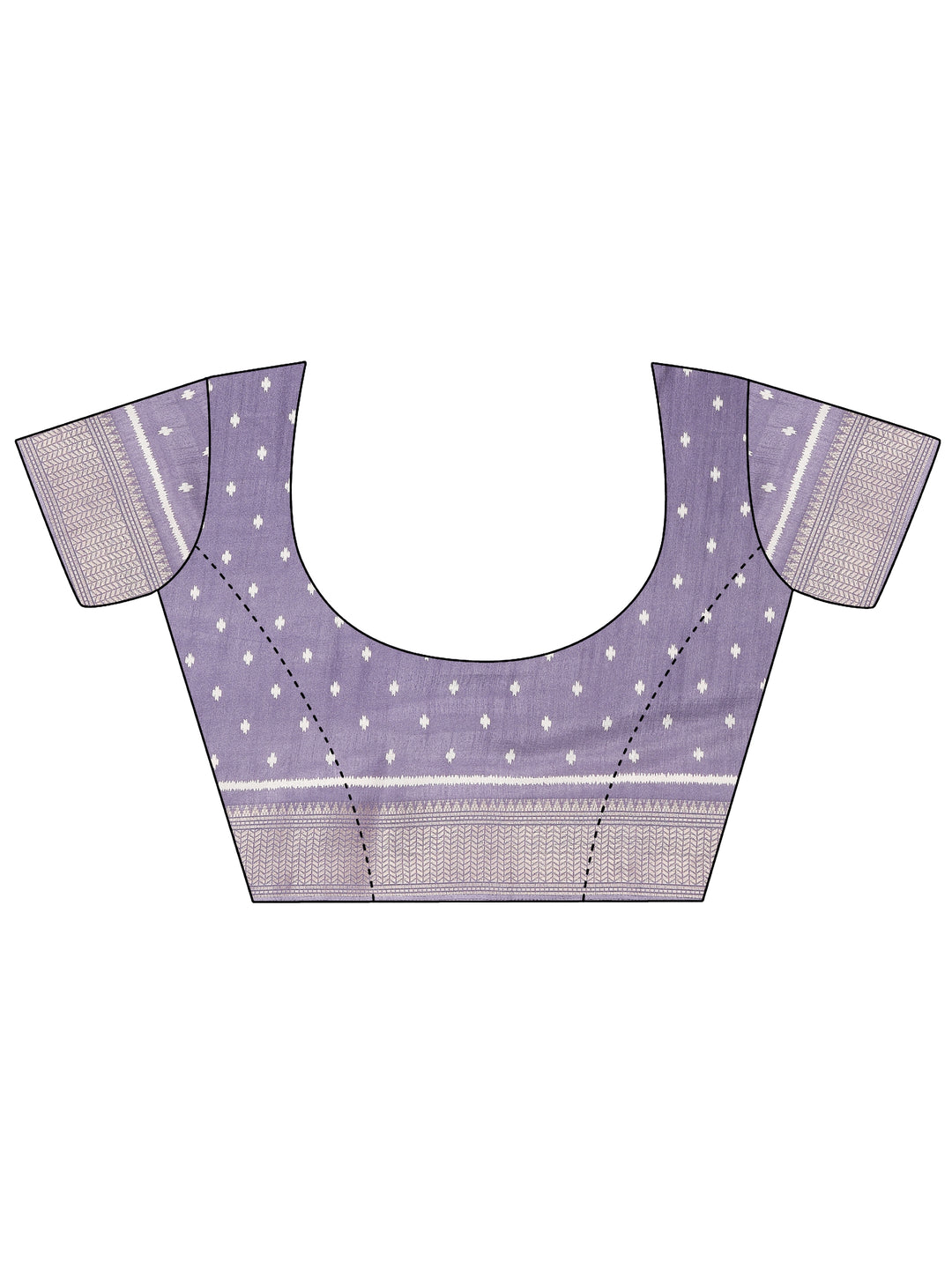  Lavender Printed Silk Blend Saree With Unstitched Blouse Piece 