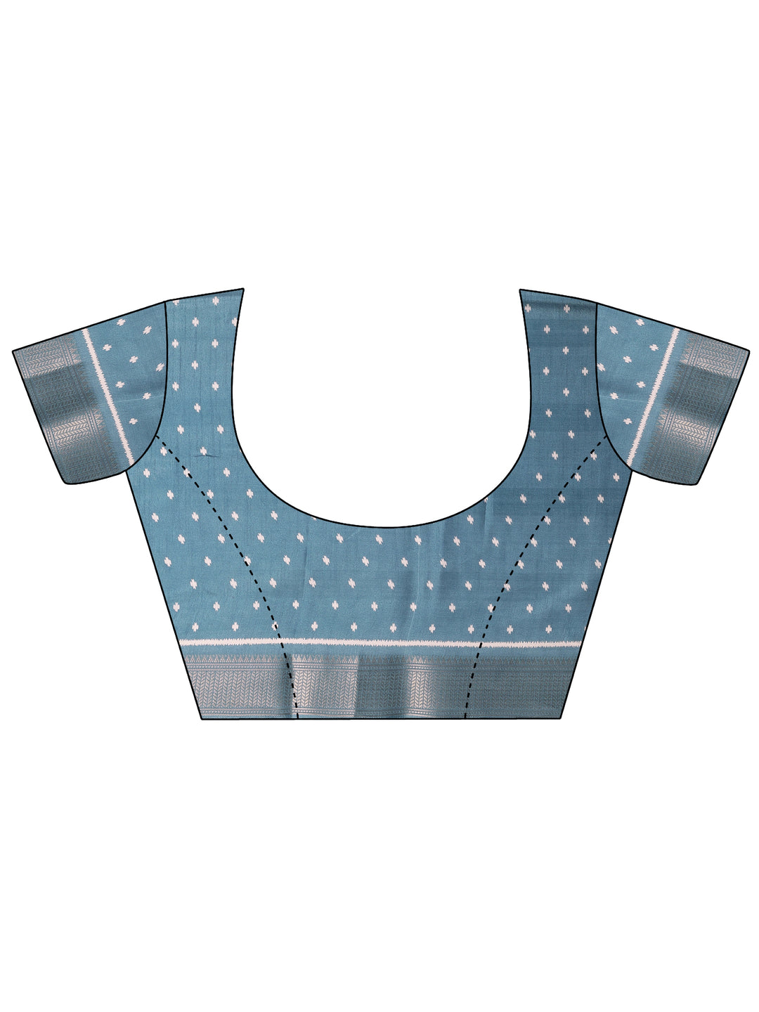  Blue Printed Silk Blend Saree With Unstitched Blouse Piece 