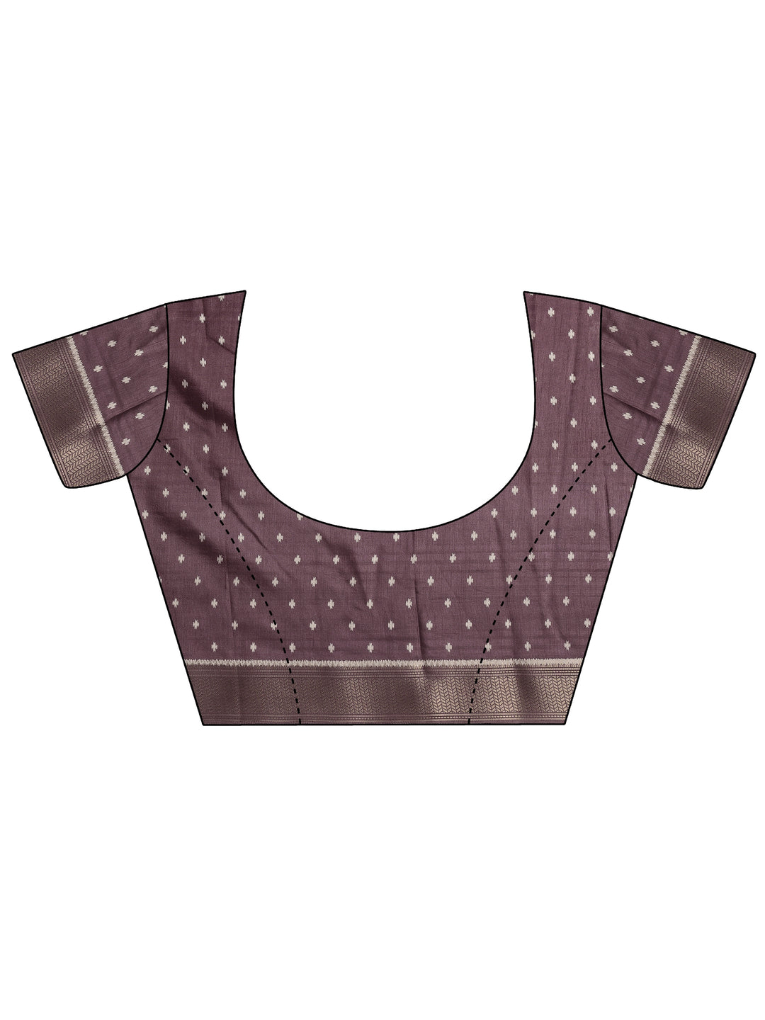  Brown Printed Silk Blend Saree With Unstitched Blouse Picece 