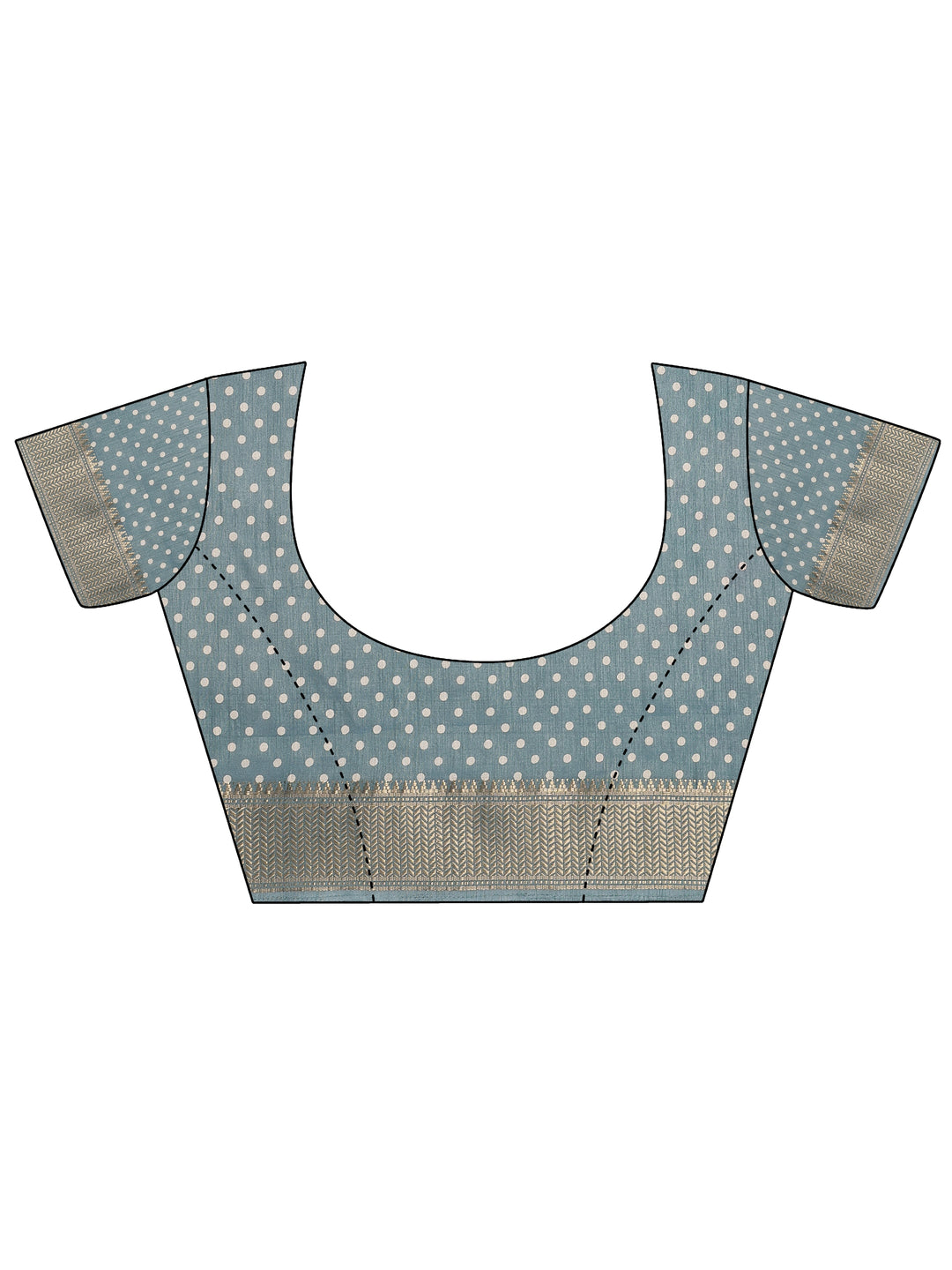  Blue Printed Silk Blend Saree With Unstitched Blouse Piece 