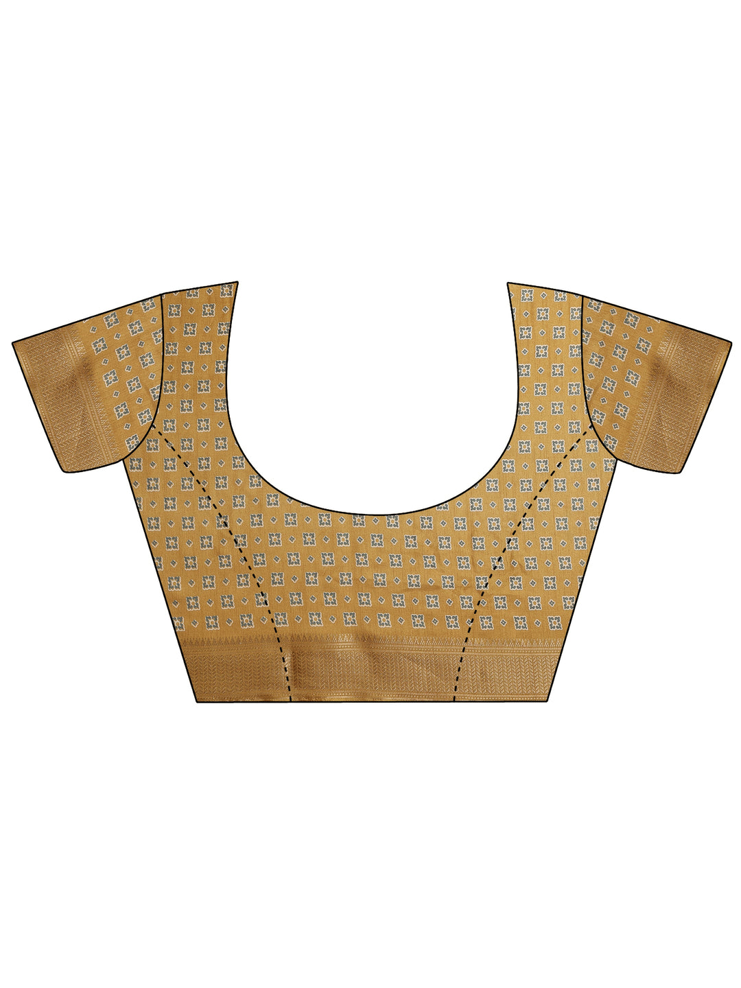  Mustard Printed Silk Blend Saree With Unstitched Blouse Piece 