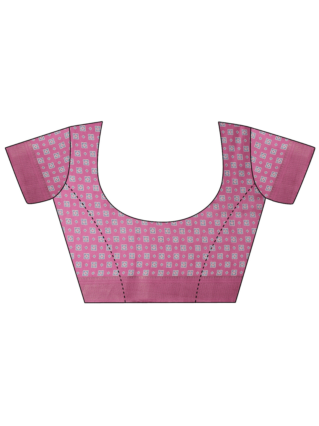  Pink Printed Silk Blend Saree With Unstitched Blouse Piece 
