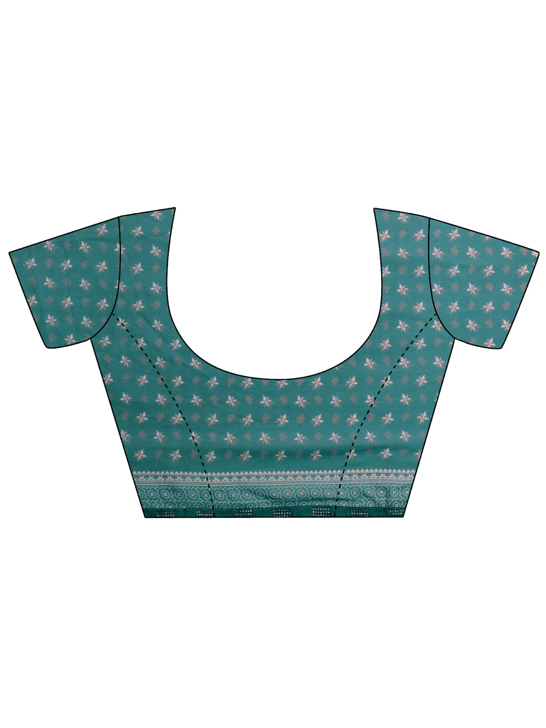  Green Printed Georgette Saree With Unstitched Blouse Piece 