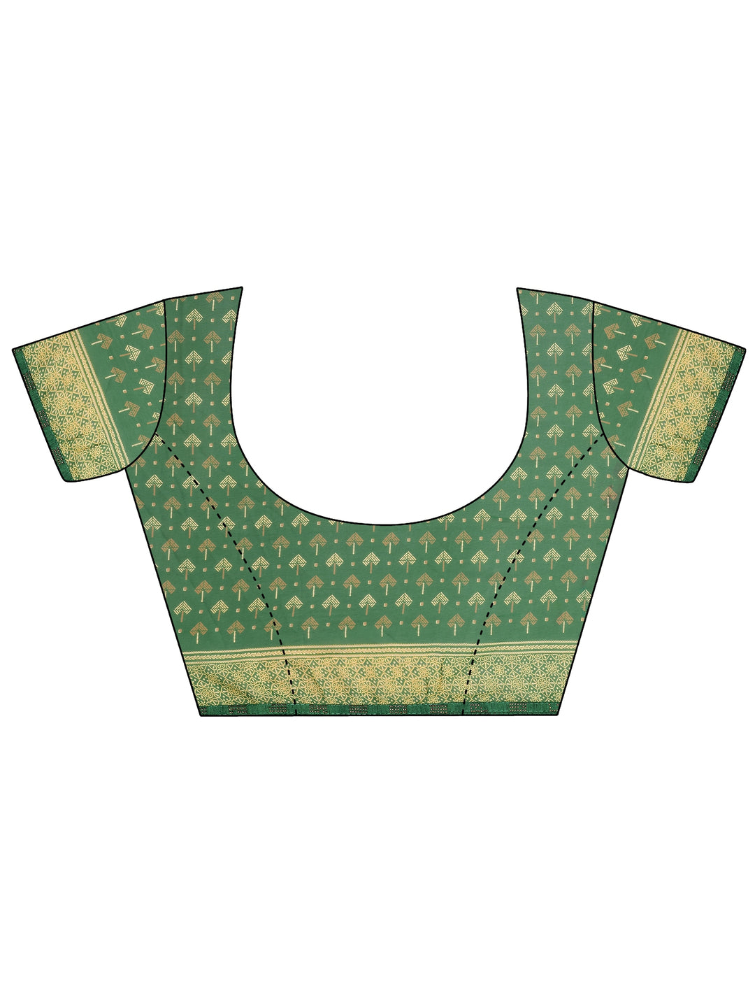  Green Printed Georgette Saree With Unstitched Blouse Piece 