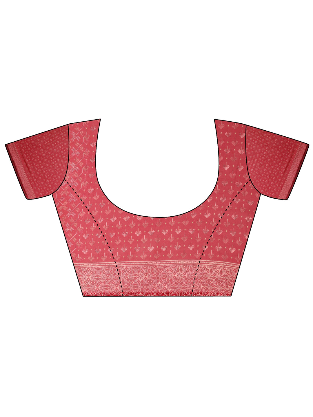  Red Printed Georgette Saree With Unstitched Blouse Piece 