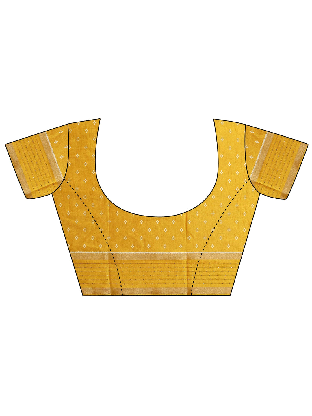  Mustard Printed Silk Blend Saree With Unstitched Blouse Piece 