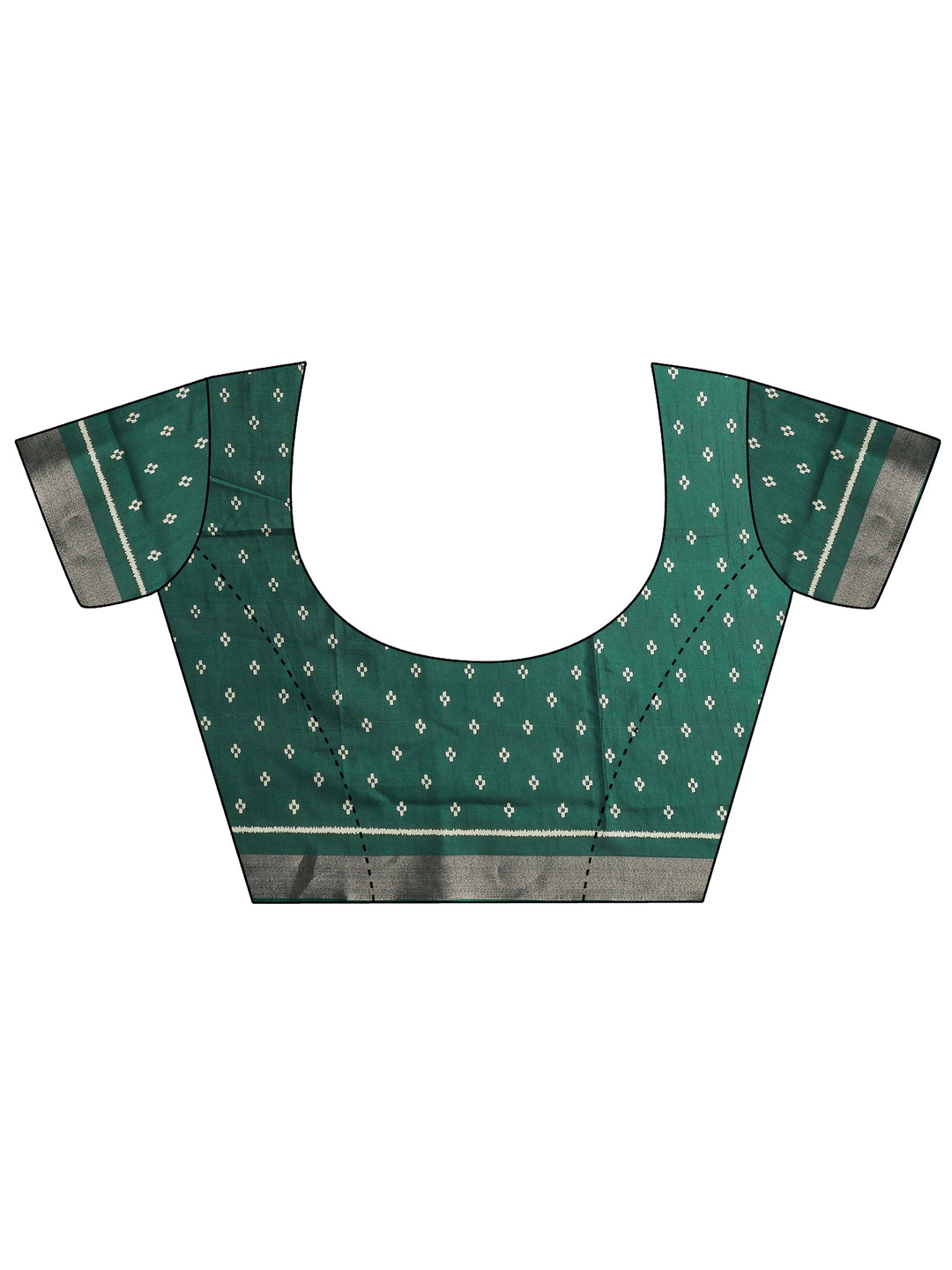  Green Printed Silk Blend Saree With Unstitched Blouse Piece 