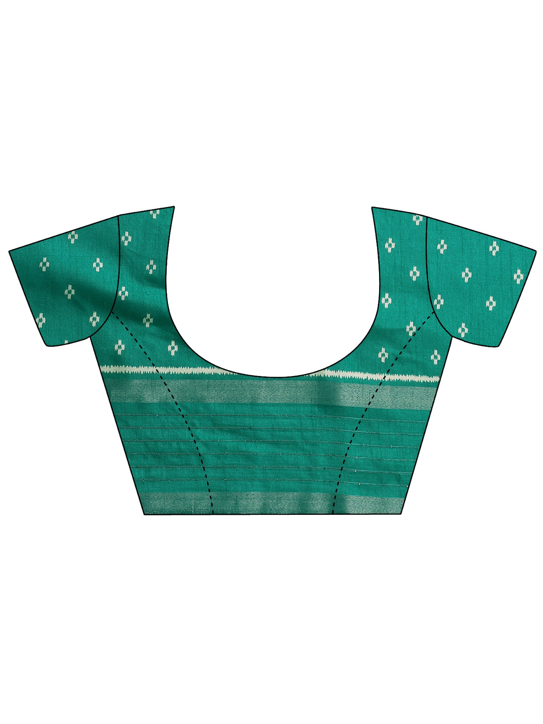  Green Printed Silk Blend Saree With Unstitched Blouse Piece 