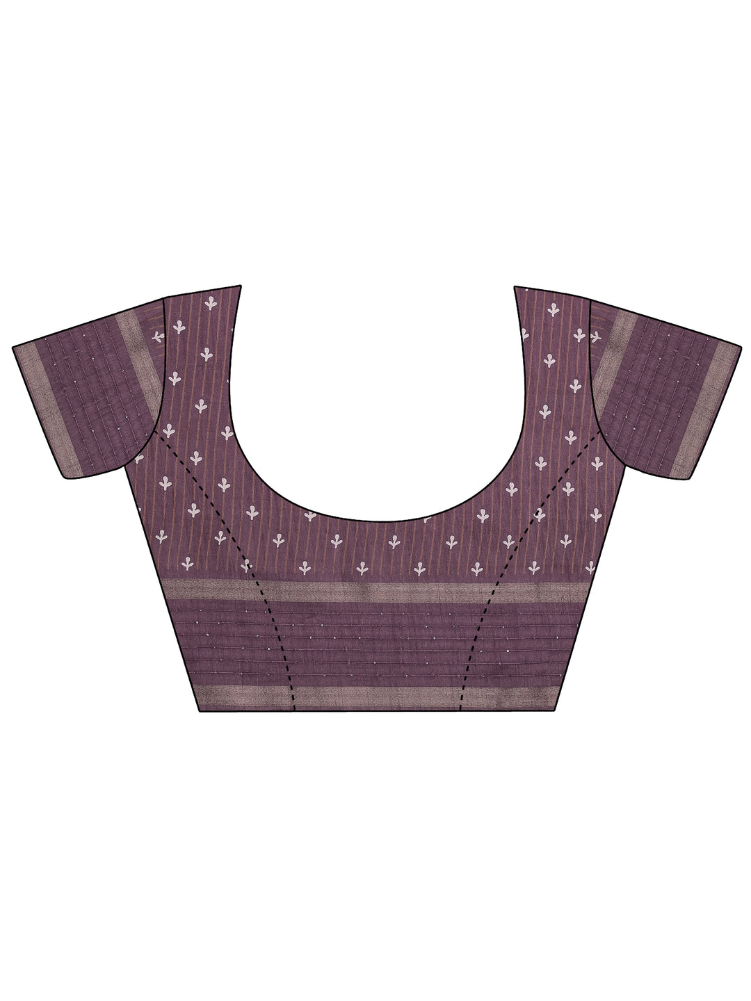 Mauve Printed Silk Blend Saree With Unstitched Blouse Piece 