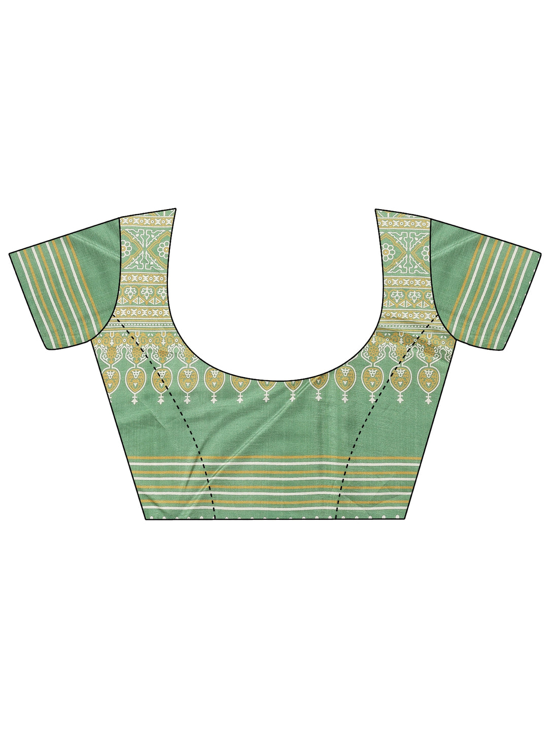  Green Leheriya Printed Silk Blend Saree With Unstitched Blouse Piece 