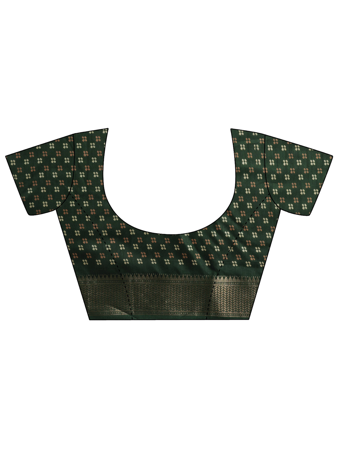  Green Bandhani Printed Silk Blend Saree With Unstitched Blouse Piece 