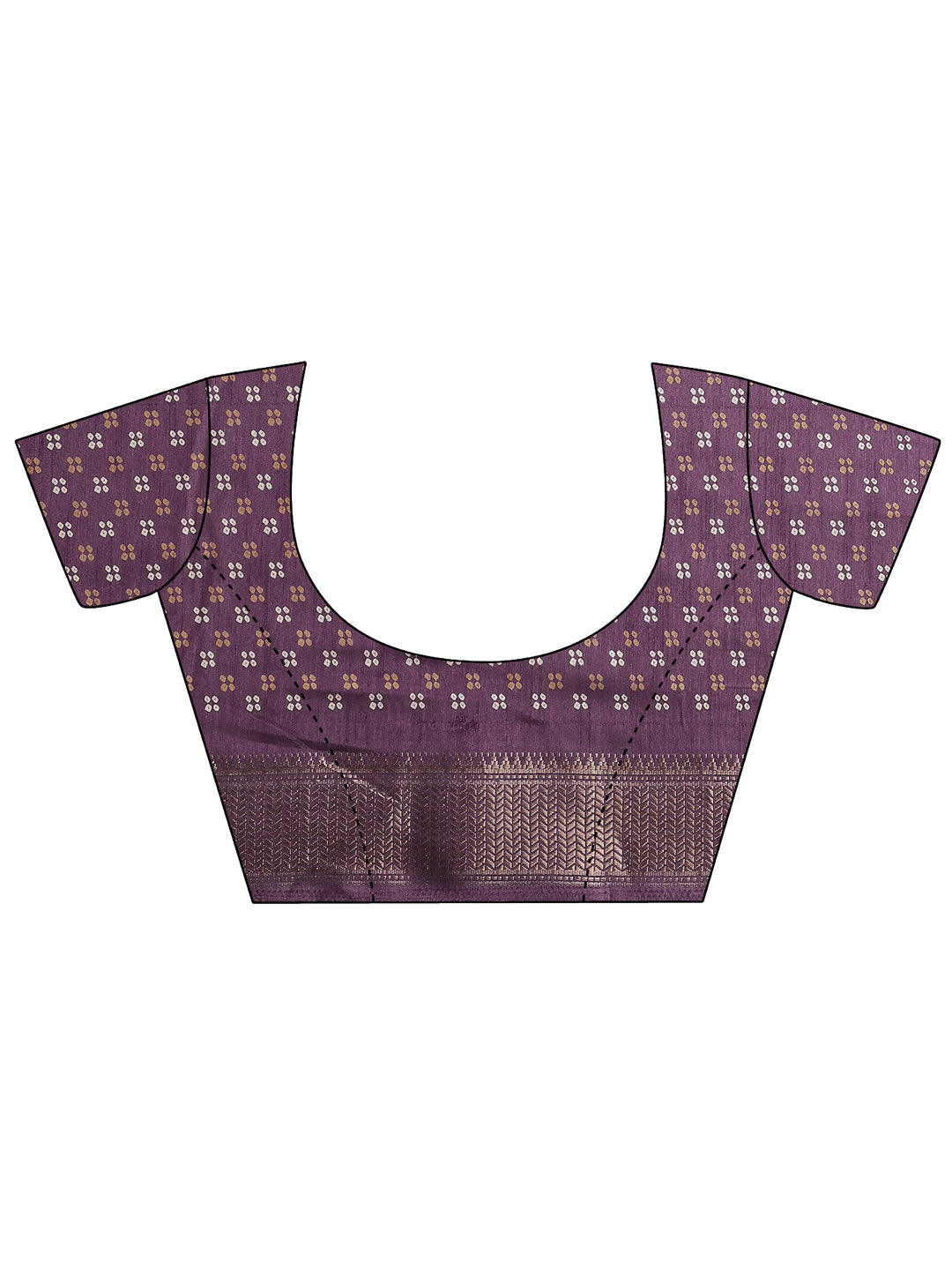 Purple Bandhani Printed Silk Blend Saree With Unstitched Blouse Piece 