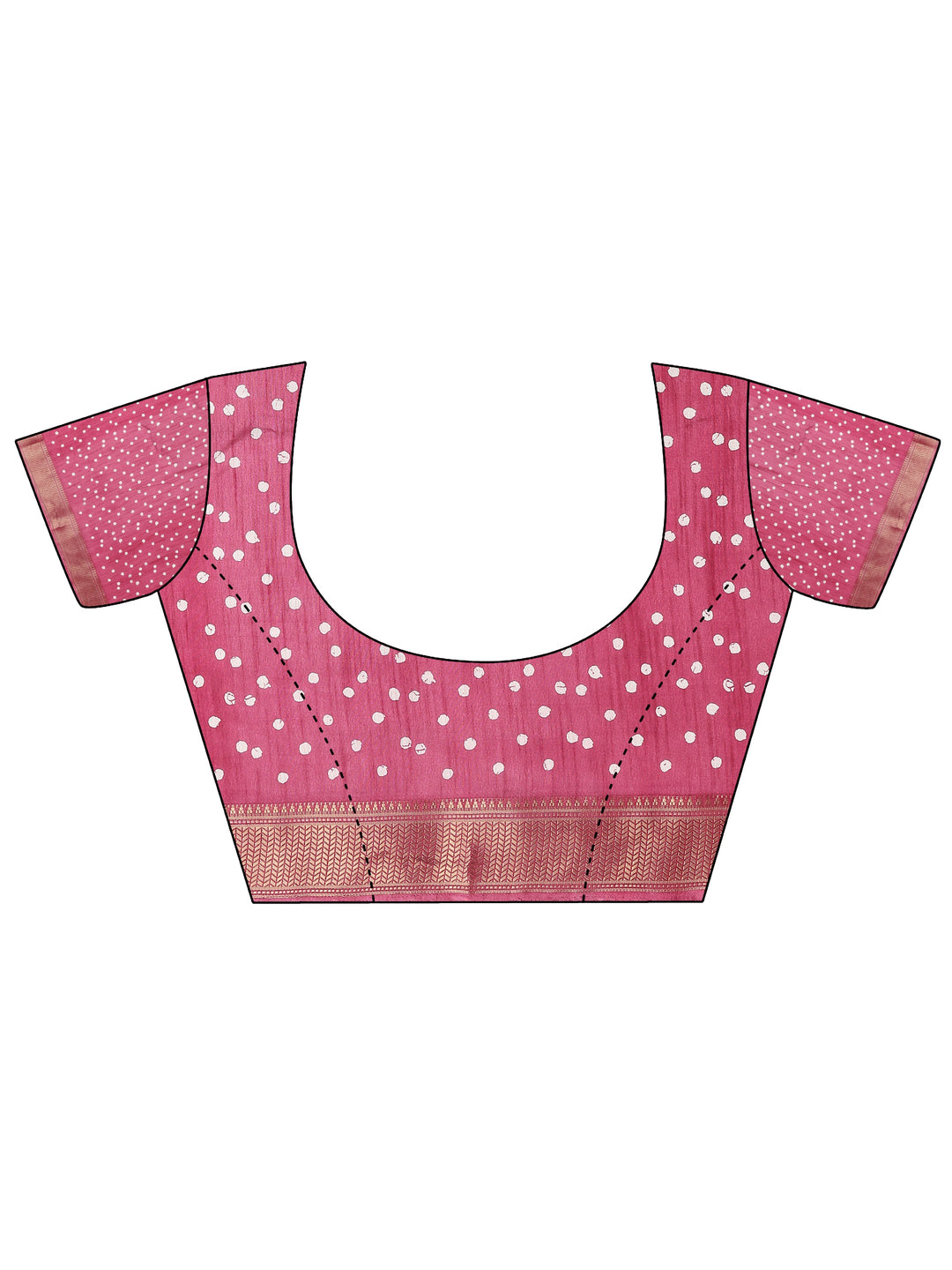  Magenta Batik Printed Silk Blend Saree With Unstitched Blouse Piece 