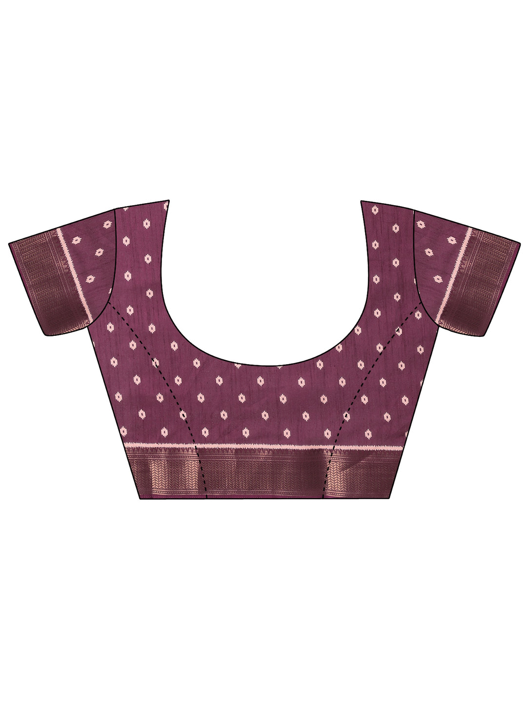  Burgundy Printed Silk Blend Saree With Unstitched Blouse Piece 