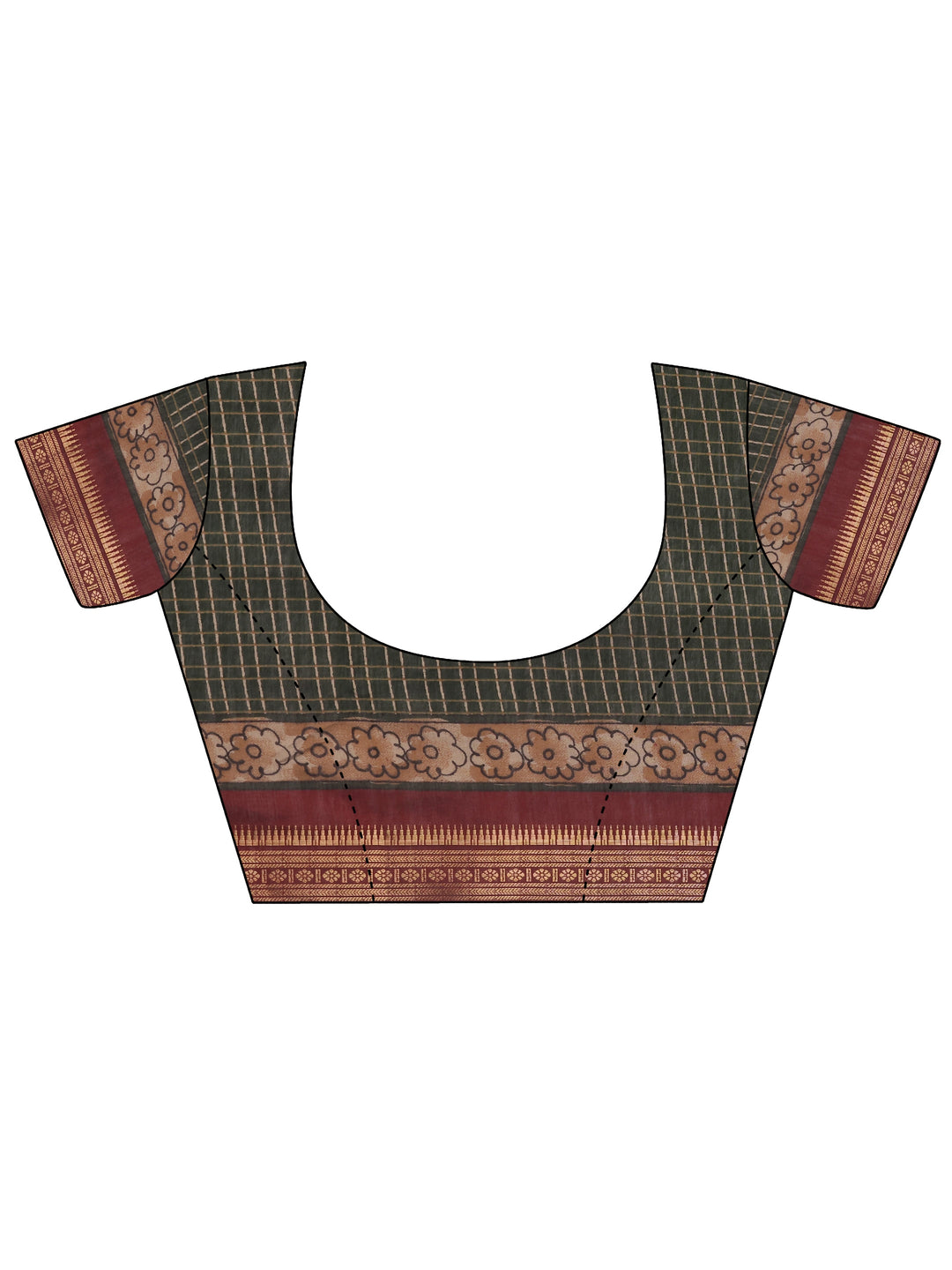  Green Printed Silk Blend Saree With Unstitched Blouse Piece 