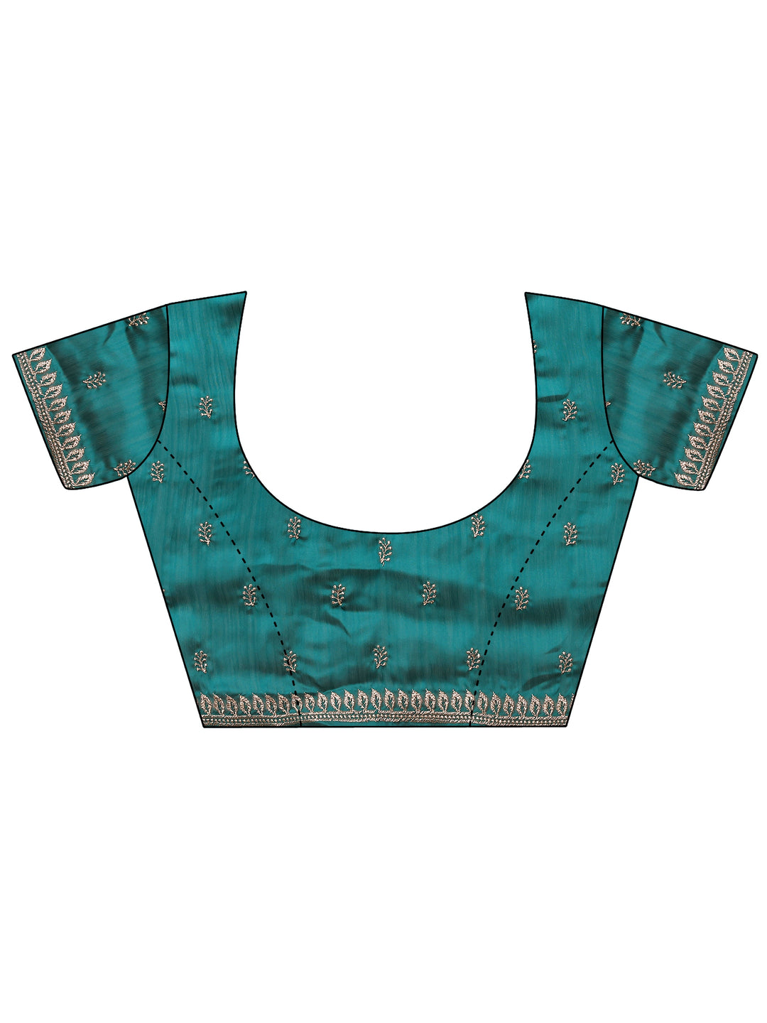  Green Embroidered Pure Chiffon Saree With Unstitched Blouse Piece 