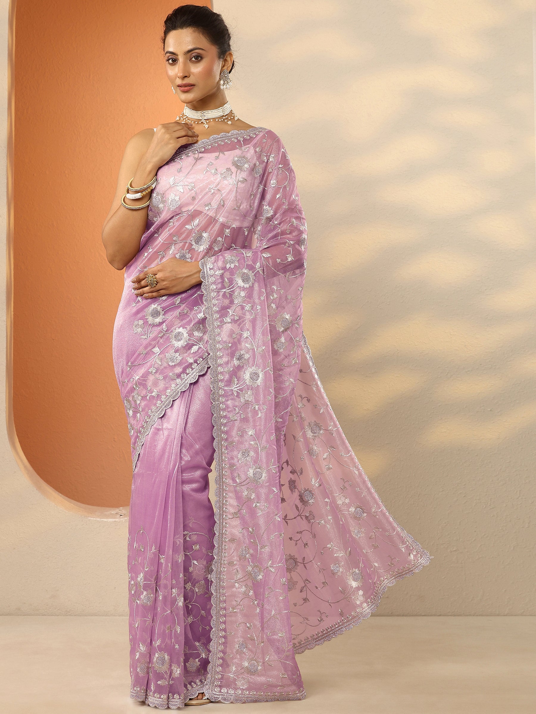 Beige Printed Silk Blend A-Line Kurti