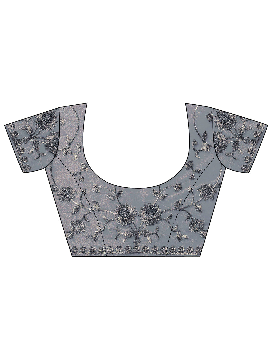  Blue Embroidered Nylon Saree With Unstitched Blouse Piece 