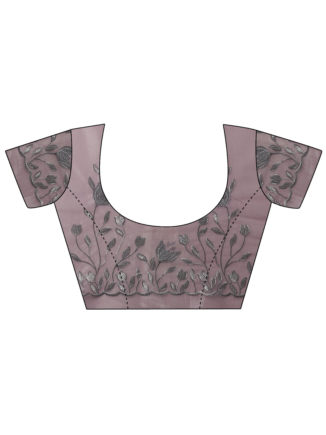  Lavender Embellished Nylon Saree With Unstitched Blouse Piece 