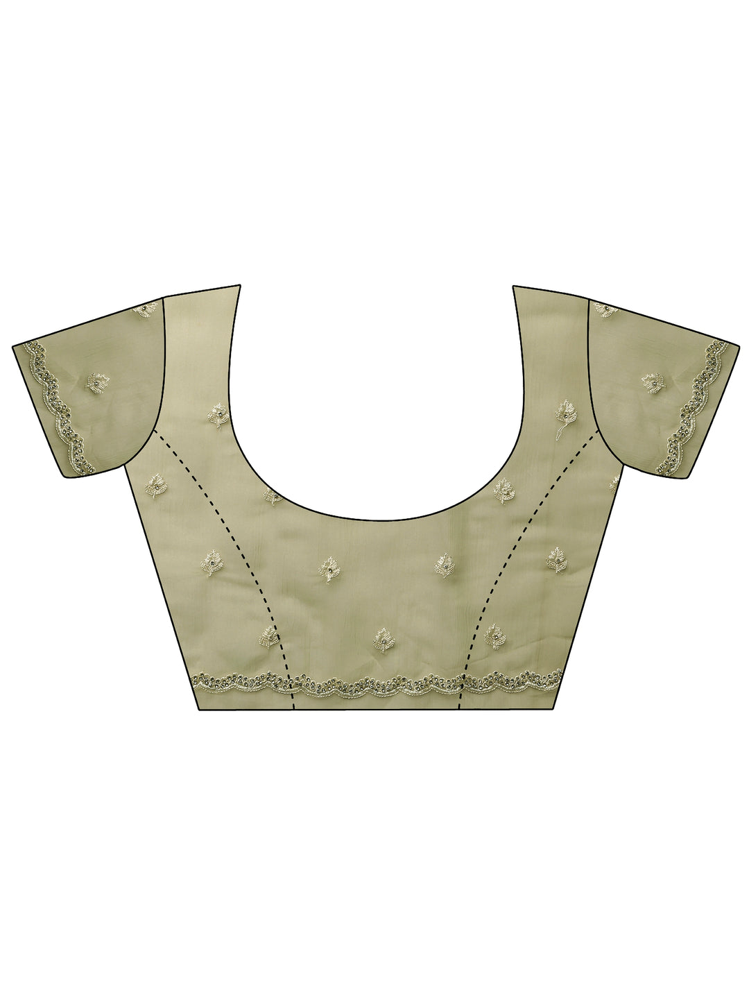  Green Embroidered Pure Chiffon Saree With Unstitched Blouse Piece 