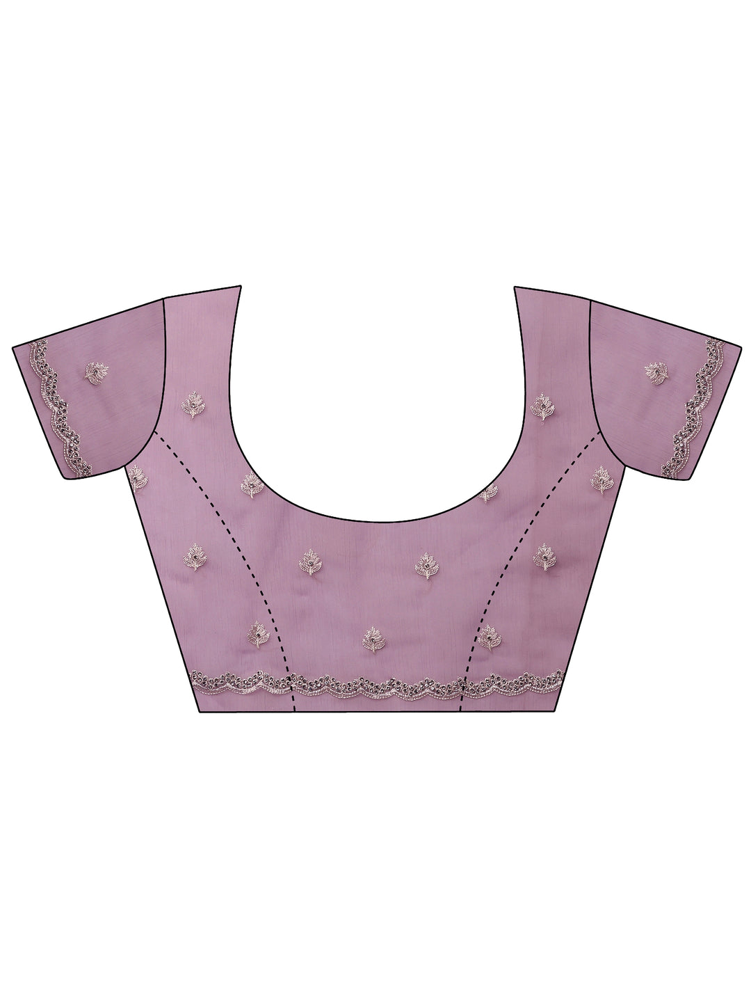  Lavender Embroidered Pure Chiffon Saree With Unstitched Blouse Piece 