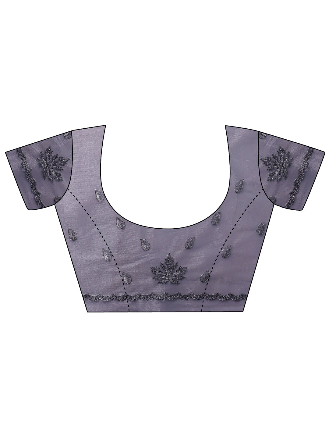  Blue Embroidered Nylon Saree With Unstitched Blouse Piece 