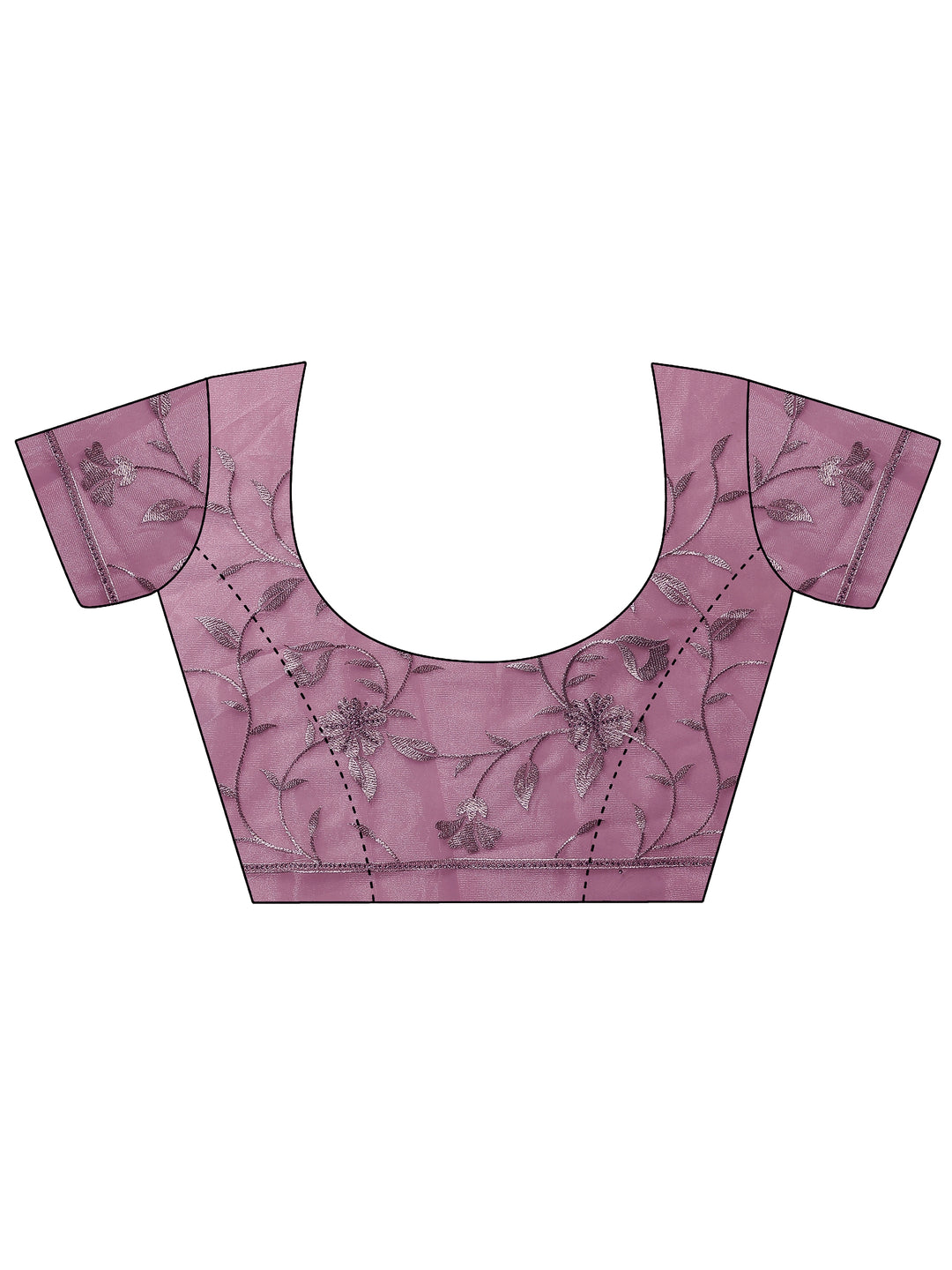  Pink Embroidered Nylon Saree With Unstitched Blouse Piece 