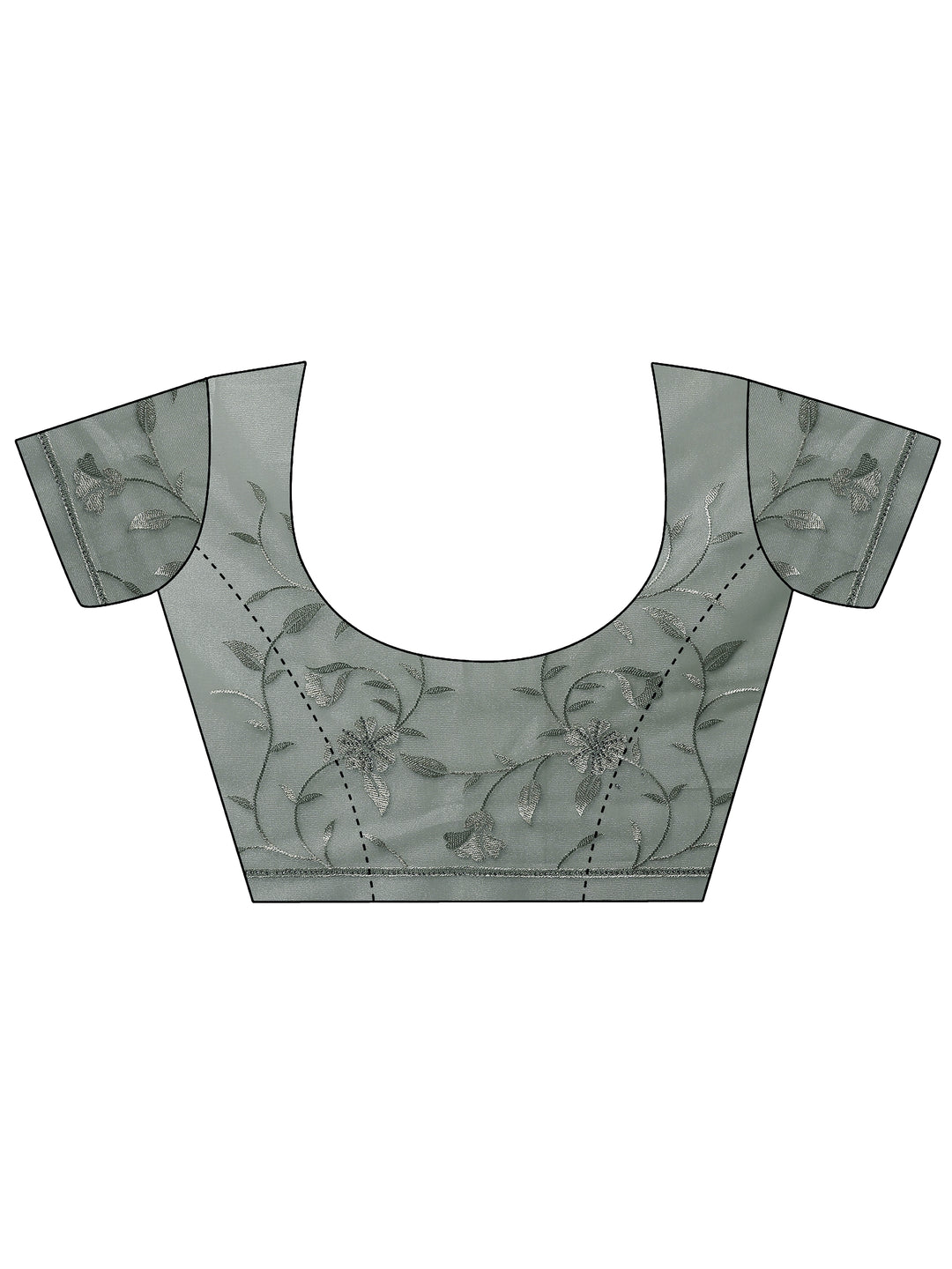  Green Embroidered Nylon Saree With Unstitched Blouse Piece 