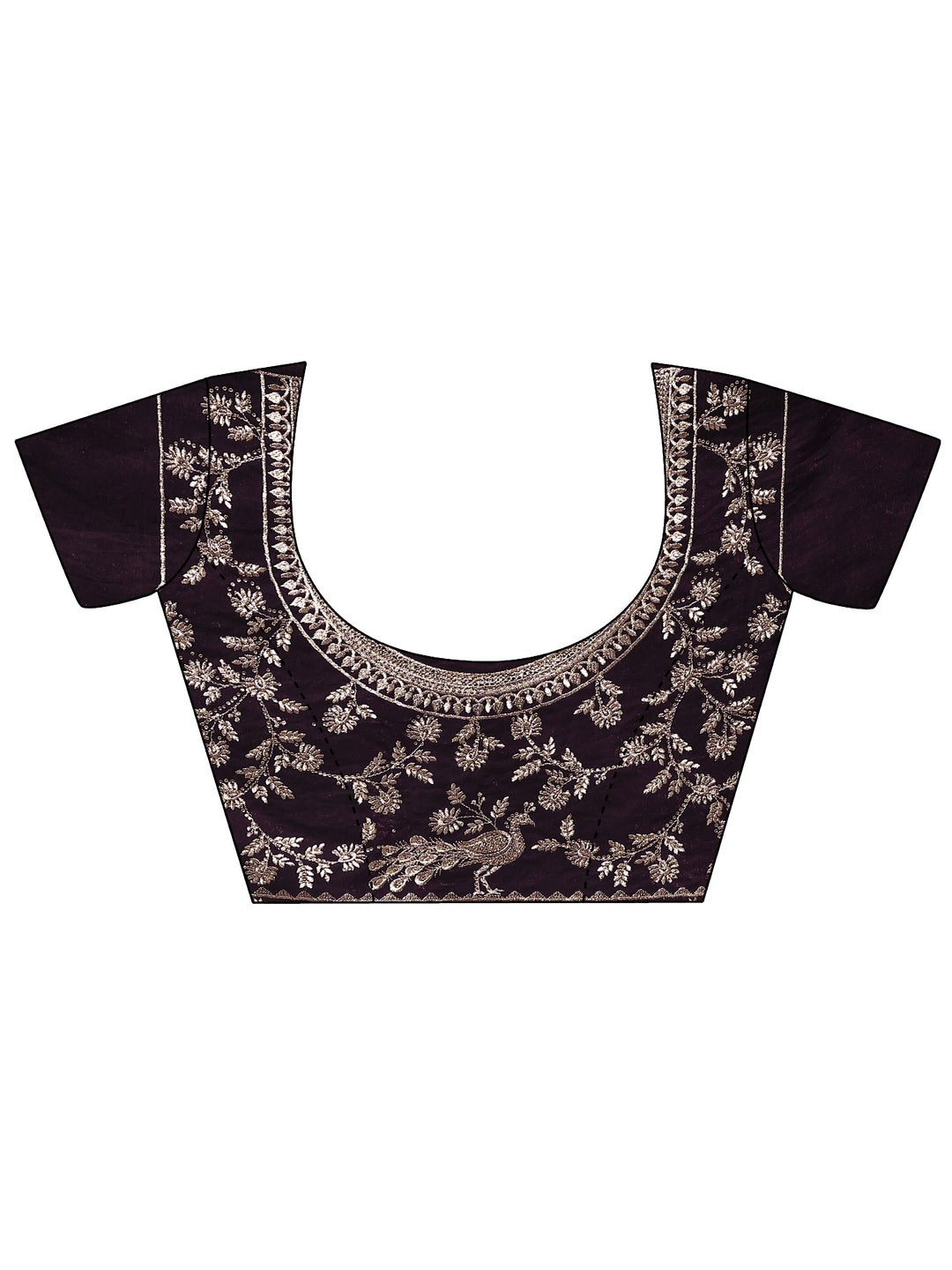  Magenta Embroidered Organza Saree With Unstitched Blouse Piece 