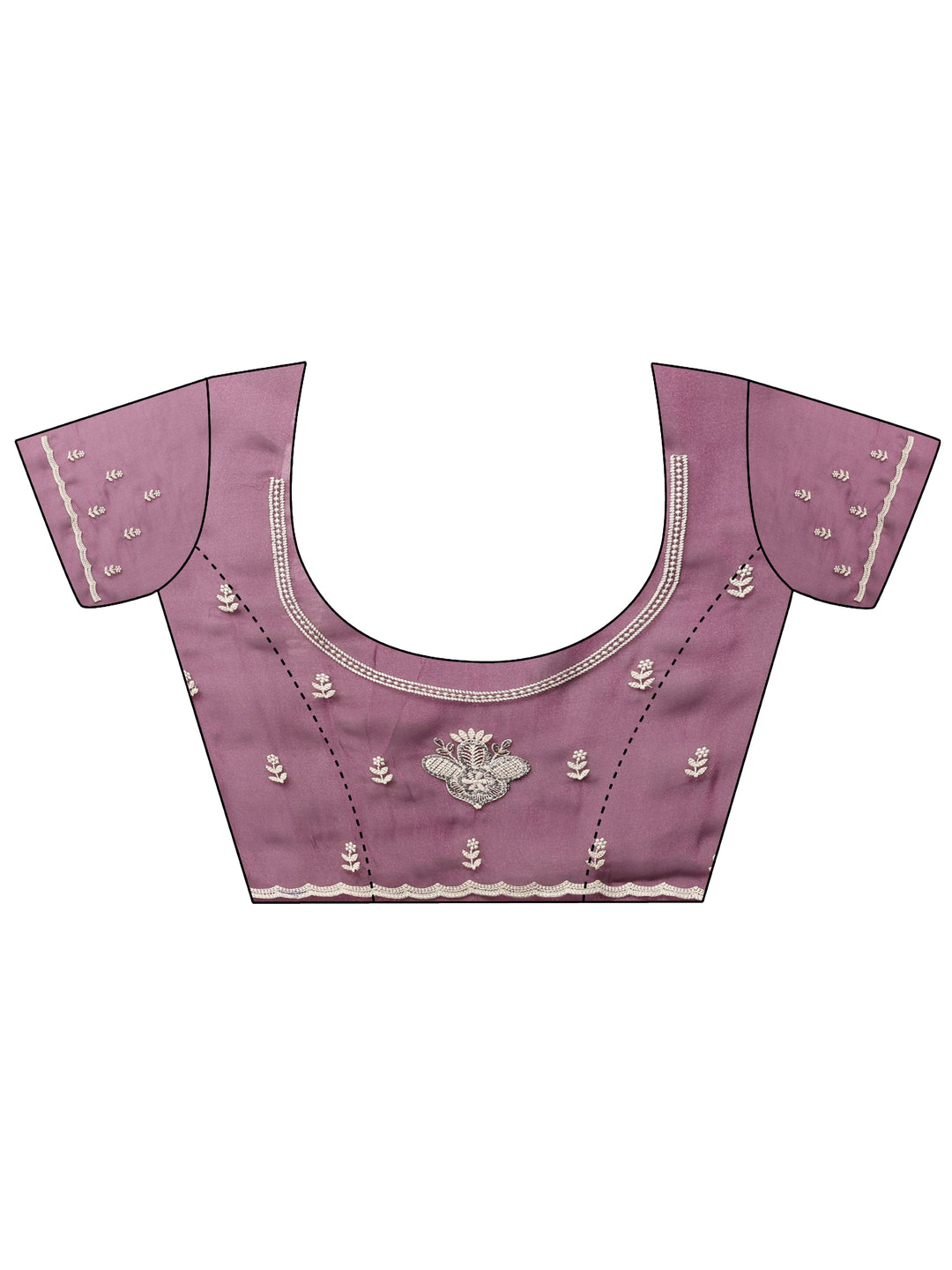  Burgundy Embroidered Organza Saree With Unstitched Blouse Piece 