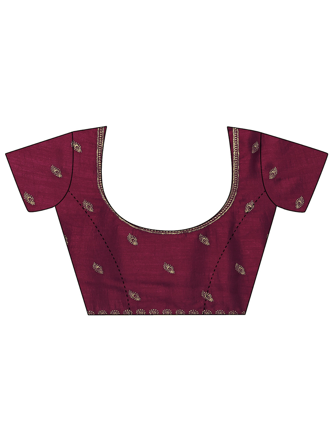  Maroon Embellished Silk Blend Saree With Unstitched Blouse Piece 