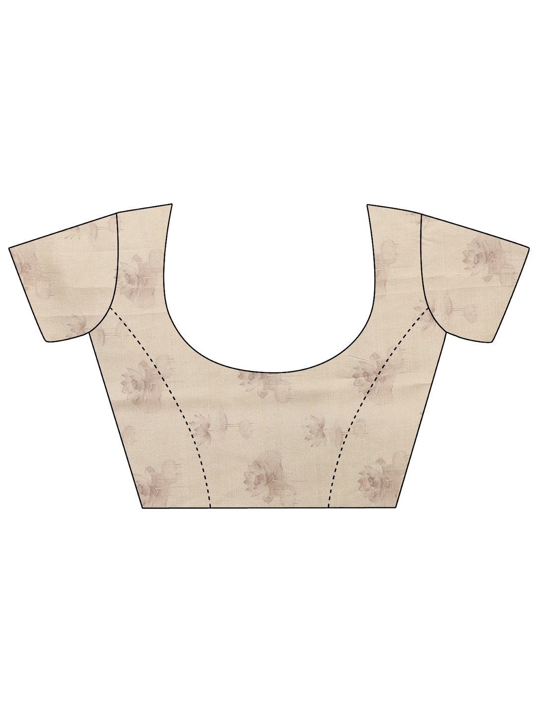  Cream Printed Silk Blend Saree With Unstitched Blouse Piece 