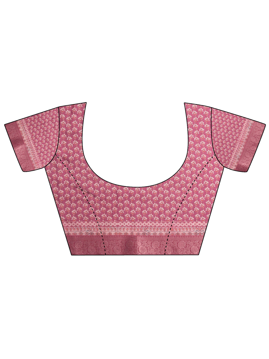  Pink Printed Silk Blend Saree With Unstitched Blouse Piece 