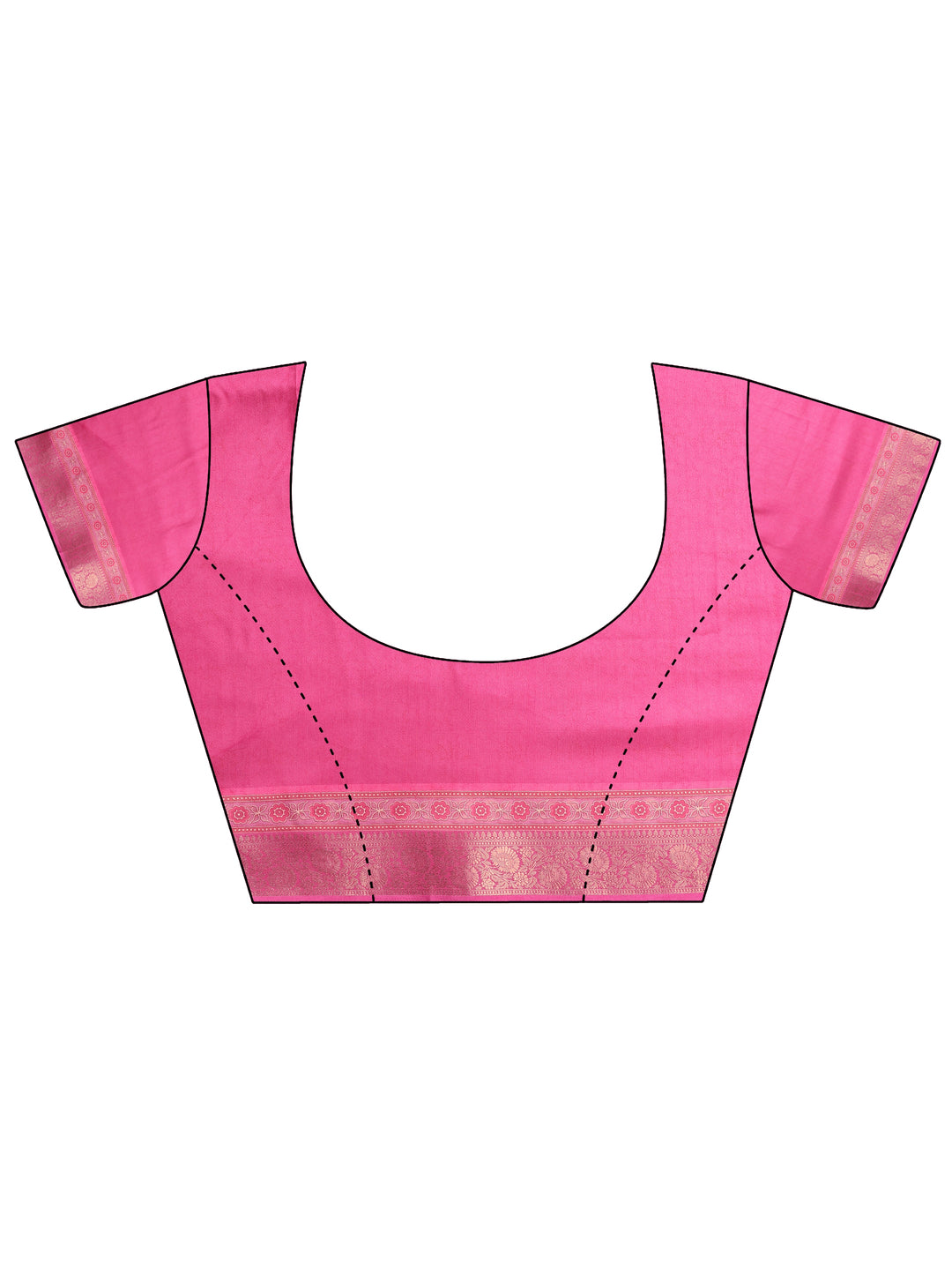  Pink Printed Silk Blend Saree With Unstitched Blouse Piece 