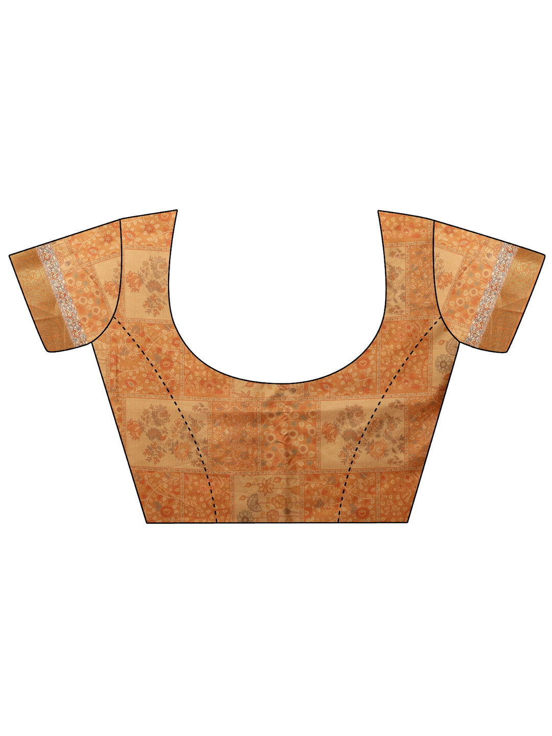  Multi Printed Silk Blend Saree With Unstitched Blouse Piece 