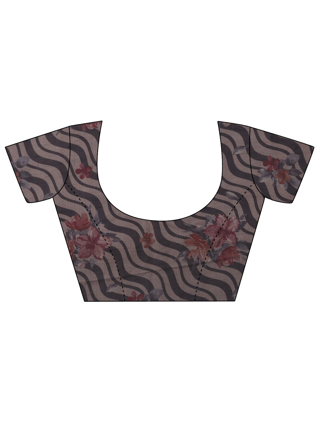  Beige Printed Silk Blend Saree With Unstitched Blouse Piece 