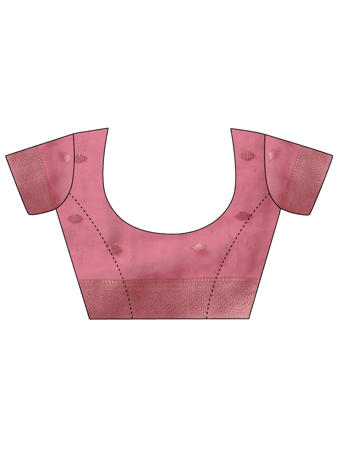  Pink Printed Organza Saree With Unstitched Blouse Piece 