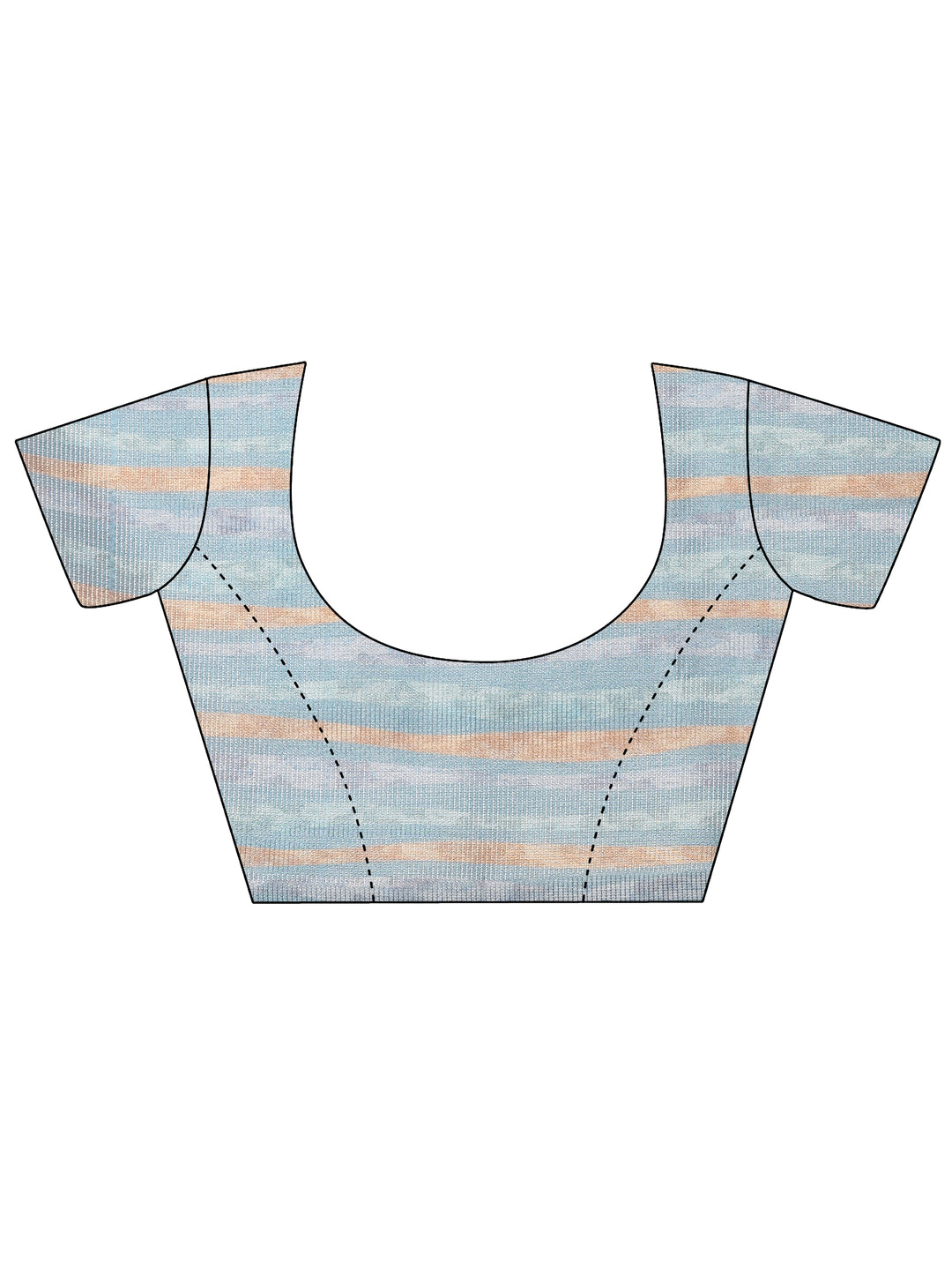  Blue Printed Silk Blend Saree With Unstitched Blouse Piece 