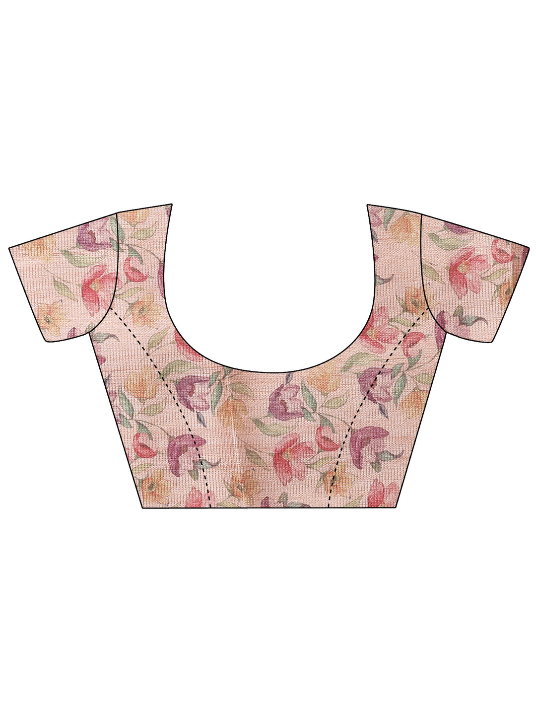  Beige Printed Silk Blend Saree With Unstitched Blouse Piece 