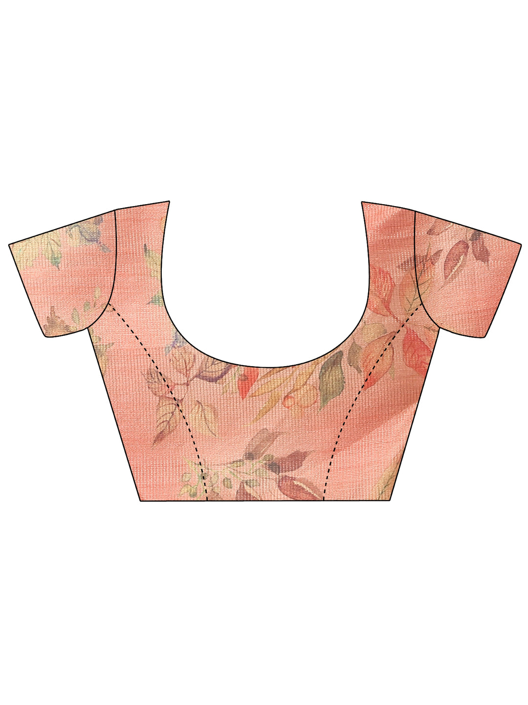  Orange Printed Silk Blend Saree With Unstitched Blouse Piece 