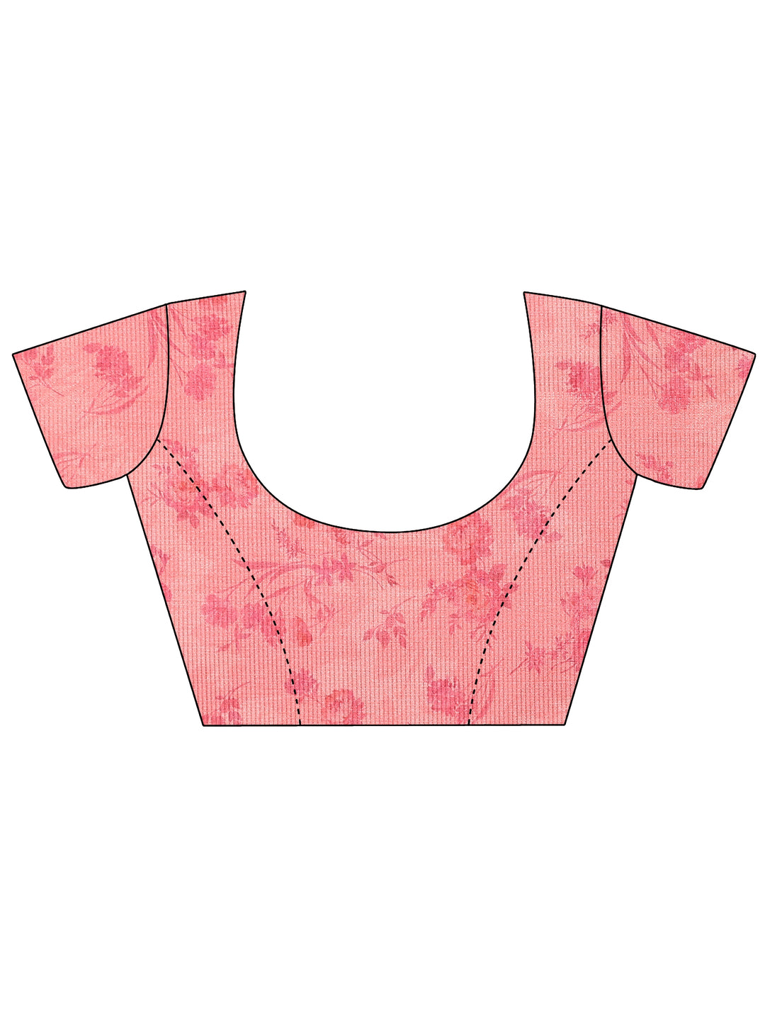  Coral Printed Silk Blend Saree With Unstitched Blouse Piece 